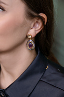 Серьги (кристаллы сиреневые, персиковые, аметист, 3,7х2см, 12 гр.) Италия Claudio Canzian 002 02 829