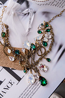 Колье Хромосомы (кристалл зеленый, прозрачный, белый опал, 56 см) Италия Claudio Canzian 002 05 594