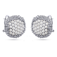 Серьги (иск.жемчуг белый, г/п:родий) MG05 0019R-01E Uvelina
