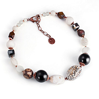 Колье (Кахолонг, агат, палисандр.дерево, хрустальн.стекло, ) 10113131 Россия