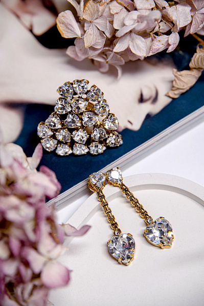 Кольцо Сердце (кристалл прозрачный, г/п: золото, 4,2х4,8 см) Италия  Claudio Canzian 002 01 463