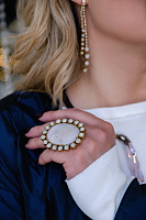 Кольцо (агат, кристаллы лунные  5.4х4,5 см) Италия Claudio Canzian 002 01 209