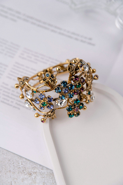 Браслет Незабудки (кристалл: сиреневый, зеленый, синий, прозрач.) Италия Claudio Canzian  002 04 503