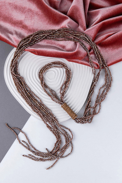 Колье Gabriella (Богемское стекло - розовато-бежевый, натур.кожа) Италия Perfetto