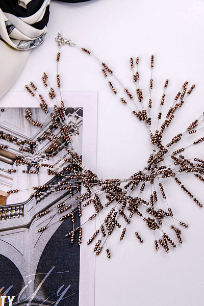 Колье Фейерверк (Венецианский бисер: шоколад, г/п: серебро) Италия Perfetto