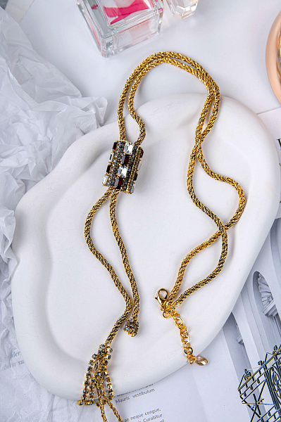 Колье (кристаллы цвета гранат, прозр.,графит, 74+кулон 23,5Х2см) Италия Claudio Canzian 002 05 728
