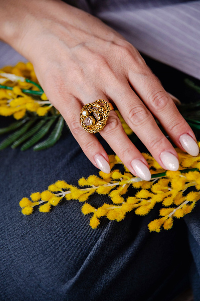 Кольцо (розовый, лунный кристалл) Италия Claudio Canzian 002 01 465