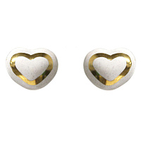 Пусеты Сердце (керамика,белый г/п: золото, 1.4х1см) Испания 01902025