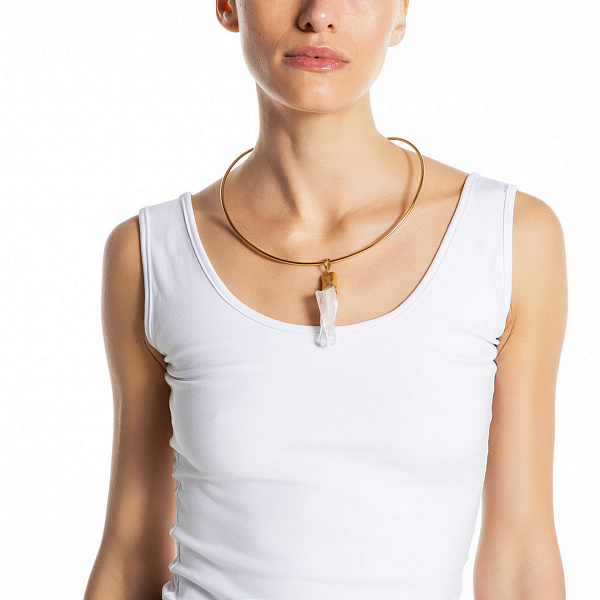 Колье Mind (гривна, с кристаллическим кварцем, г/п: золото) Греция Katerina Vassou KV25.1-403289G