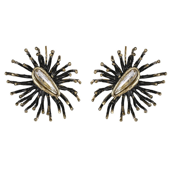 картинка Серьги (кристаллы прозрачные, г/п: золото, 5х3,5 см, 20гр) Греция Kalliope 002 02 007 ювелирный  магазин Калина являющийся официальным дистрибьютором в России 