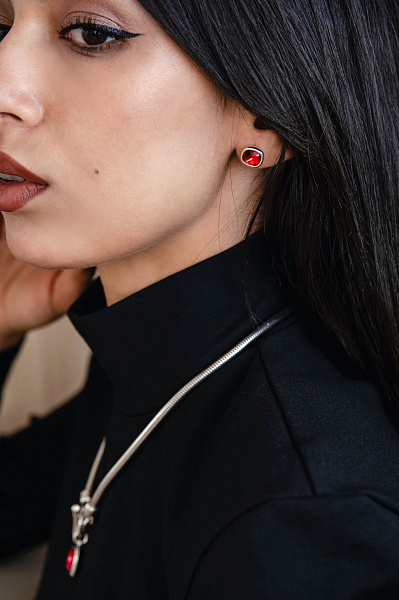 Серьги Ciclon EMO608-03 (кристалл красный, г/п: серебро) Испания