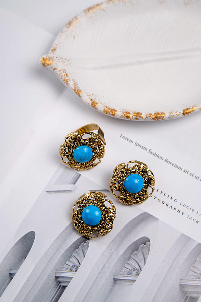 Кольцо (бирюза имитация, регулируется) Италия  Claudio Canzian 002 01 489