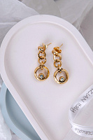 Серьги (кристаллы белый опал, светло-зеленый, 3,7х1,6см 13 гр.) Италия Claudio Canzian 002 02 806