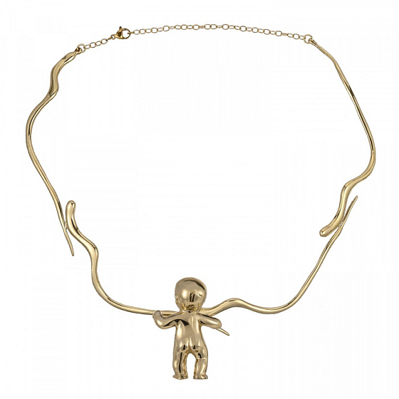 картинка Колье Пупс (г/п: золото, 4,5х3 см, 46 см) Греция Kalliope 022 05 086 ювелирный  магазин Калина являющийся официальным дистрибьютором в России 