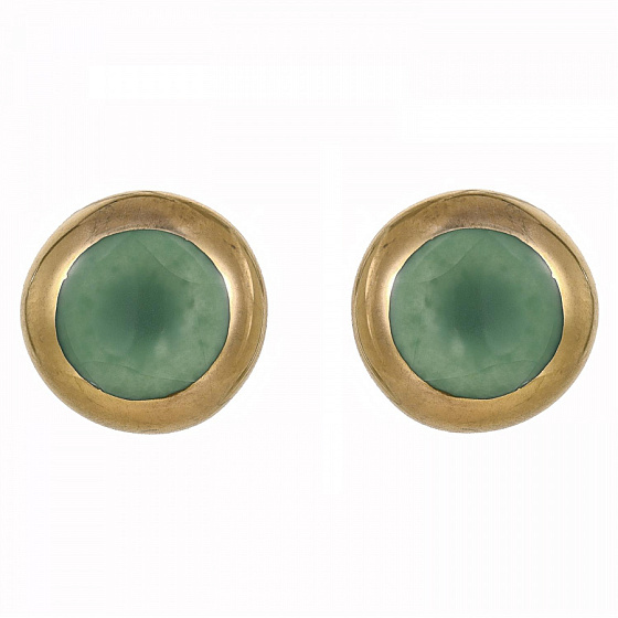 картинка Пусеты (керамика зеленый, г/п: золото, 1х1см, 2гр.) Испания 01902005 Maximilianas ювелирный  магазин Калина являющийся официальным дистрибьютором в России 