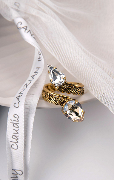 Кольцо (кристалл прозрачный, медовый) Италия Claudio Canzian 002 01 514