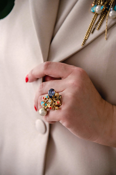 Кольцо (кристалл фиолетовый, оранжнвый, бирюзовый, майорка) Италия  Claudio Canzian 002 01 503