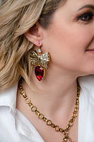 Серьги Банты (кристалл красный, 7,5х4,6 см, 32 гр) Италия Claudio Canzian 002 02 300