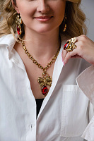 Колье Банты (кристалл красный, 8х4.7 см, 53 см) Италия Claudio Canzian 002 05 335