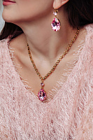 Колье Капля б. (кристалл розовый) Италия  Claudio Canzian  002 05 350