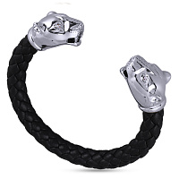 Браслет Пантера (кристаллы прозрачные, нат.кожа, г/п: родий) EX00 0012R-001B Uvelina  