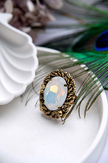 картинка Кольцо (кристалл белый опал) Италия  Claudio Canzian 002 01 224 ювелирный  магазин Калина являющийся официальным дистрибьютором в России 