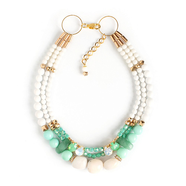 Колье (Нефрит, опал, жемчуг Majorca, хр.стекло, юв.смола) Solo 10107451 Россия