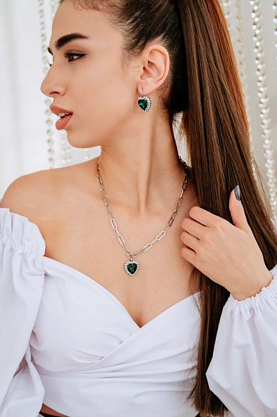 Колье SIMONA (кристалл зеленый, прозрачный, г/п: серебро) Дания DYRBERG/KERN 430021
