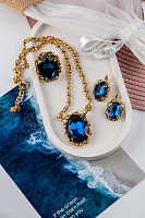 Серьги (Кристалл синий, 3х1,9 см, 12 гр.) Италия Claudio Canzian 002 02 822