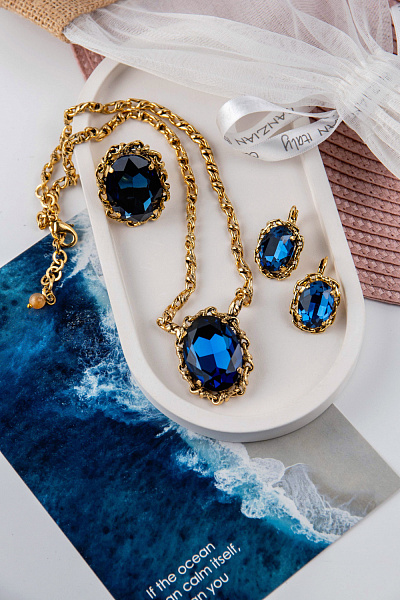 Серьги (Кристалл синий, 3х1,9 см, 12 гр.) Италия Claudio Canzian 002 02 822