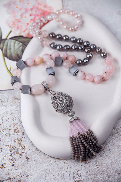 Колье Фаберже4 (Самоцветы, бисер, кристаллы, г/п: серебро) Италия Perfetto 051 001 003