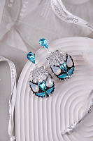 Серьги Круиз (кристаллы бирюзовые, белый опал 5,1х2,8 см, 21 гр.) Италия Claudio Canzian 002 02 798