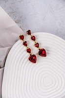 Серьги Сердца (кристалл красный, 1,4х5,5 см, 13 гр.) Италия  Claudio Canzian 002 02 690