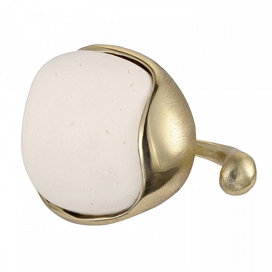 картинка Кольцо (ювелирная смола белая, 2,8х2,5 см, г/п: золото, регулир.) Греция Kalliope 022 01 069 ювелирный  магазин Калина являющийся официальным дистрибьютором в России 