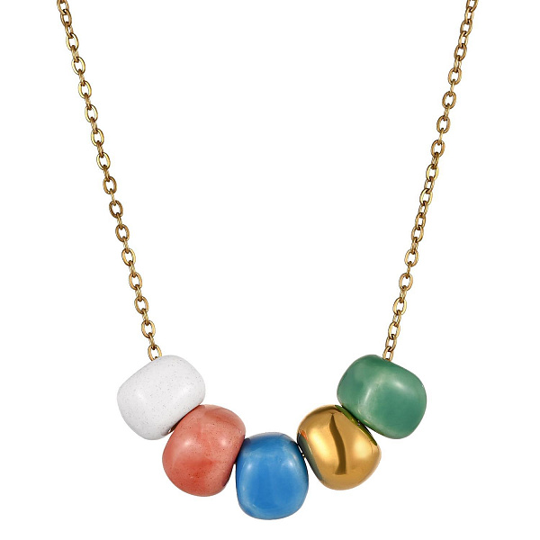 Колье (керамика мультиколор-радуга, г/п: золото, 48 см, 4х0.9 см) Испания 01905022 Maximilianas
