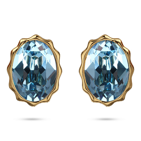 Пусеты Сияние (кристаллы аквамарин, г/п: золото) Uvelina SW00 0095G-202E1