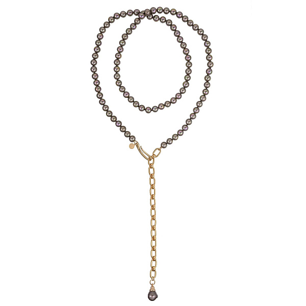 Колье (Майорка коричневый, г/п: золото 124 см, d 1 см) Испания Madreperla 020 05 095