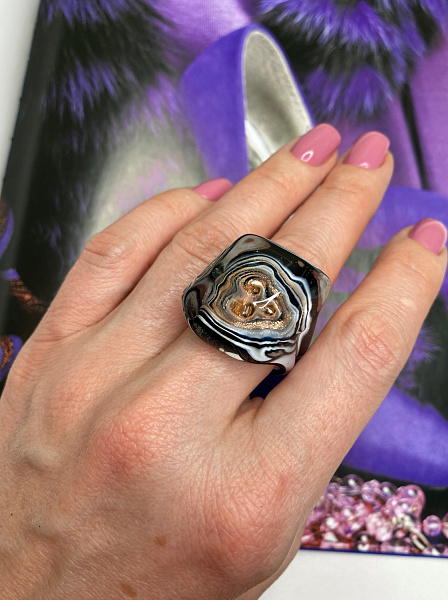 Кольцо Neo 17,5 зебра ENZO BENZO Италия