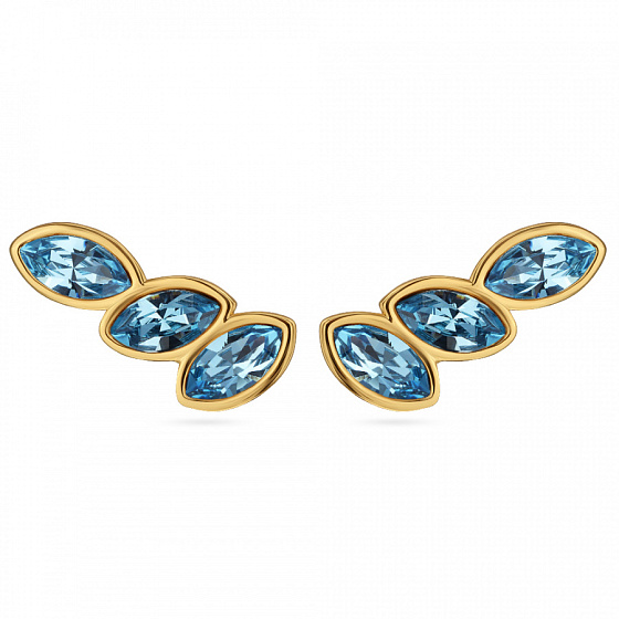 картинка Серьги Эдем (кристаллы аквамарин, г/п: золото) Uvelina SW00 0110G-202E ювелирный  магазин Калина являющийся официальным дистрибьютором в России 