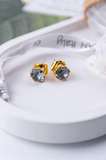 картинка Пусеты (кристалл серый с голубым блеском) Италия Claudio Canzian 002 02 325 ювелирный  магазин Калина являющийся официальным дистрибьютором в России 