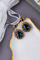 Серьги Франческа (Кристалл цвета сапфир, 3,8Х2,2см, 17 гр.) Италия Claudio Canzian 002 02 542