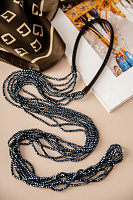 Колье Федерика (Богемское стекло: сапфировый, натуральная кожа) Италия Perfetto