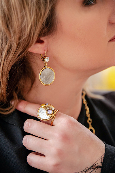 Кольцо Лиры (кристалл сиреневый, регулируется, 2,7 см) Италия  Claudio Canzian 002 01 315