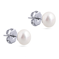 Пусеты (Майорка, белая, 10мм, г/п: родий) MG00 0007R-01E Uvelina