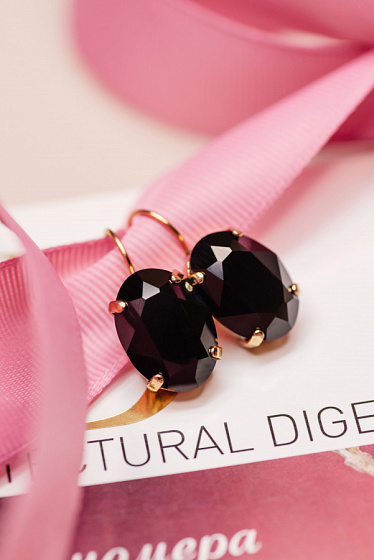 картинка Серьги (кристалл черный, 2,6х1,3 см) Италия Claudio Canzian 002 02 229 ювелирный  магазин Калина являющийся официальным дистрибьютором в России 