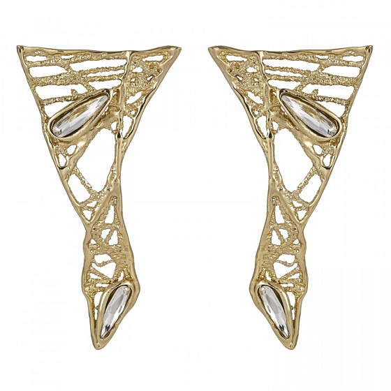 картинка Серьги (кристаллы прозрачные, г/п: золото, 8х3,7 см, 28 гр.) Греция Kalliope 022 02 083 ювелирный  магазин Калина являющийся официальным дистрибьютором в России 