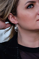 Серьги (кристаллы черный, графит, г/п: родий, d 4 см, 14 гр) Италия  Claudio Canzian 002 02 834