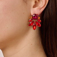 Серьги DRAGO (кристалл красный, оранжевый, г/п: золото, 3,5х2,5 см) Дания DYRBERG/KERN 470064