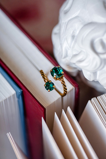 картинка Кольцо Поцелуйчик (кристалл зеленый) Италия Claudio Canzian 002 01 193 ювелирный  магазин Калина являющийся официальным дистрибьютором в России 