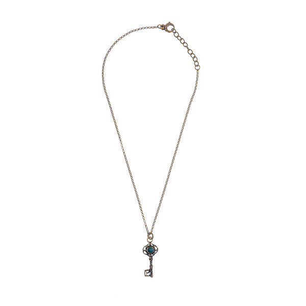 Колье, подвеска-ключ (изумруд, г/п: золото, 45+5 см) AL2502-C38EP24, Италия ALCOZER&J